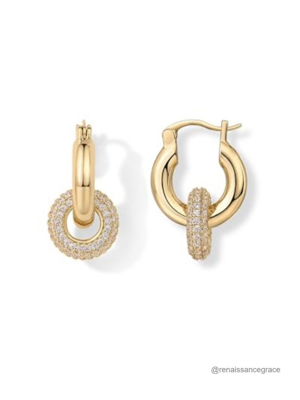 14K Gold Plated Chunky CZ Huggie Hoop Earrings